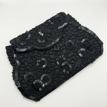 Load image into Gallery viewer, Original 1930's 1940's Black Beaded and Sequin Evening Purse - Sweet Little Bag *