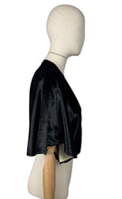 Load image into Gallery viewer, Original 1930's Inky Black Cotton Velvet Bolero with Huge Sleeves - Bust 34 36 38 *