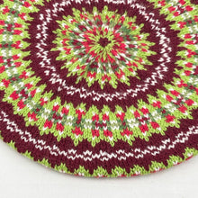 Load image into Gallery viewer, Reproduction 1940's Pure Wool Fair Isle Beret in Burgundy and Green - Wonderful Design Featuring Six Different Colours *