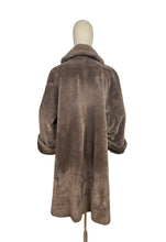 Load image into Gallery viewer, Fabulous Original 1950's Faux Fur Coat with Huge Cuffs, Shawl Collar and Large Buttons - Bust 38" *