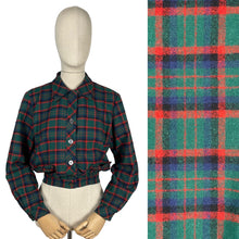 Load image into Gallery viewer, Original 1950's Bobbie Brooks Green, Red, Blue and Black Plaid Cropped Jacket with Pockets - Bust 36 38