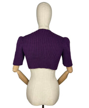 Load image into Gallery viewer, 1940's Reproduction Hand Knitted Bolero in Dark Purple - B34 36 38 40