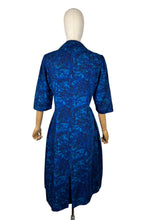 Load image into Gallery viewer, Original 1950’s Volup Blue Lightweight Wool Day Dress with Mother of Pearl Buttons - Bust 42