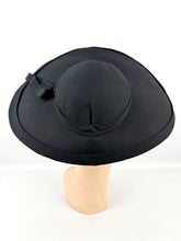 Load image into Gallery viewer, Original 1940's 1950's Inky Black Fabric Platter Hat with Loop Trim