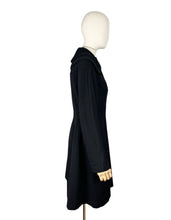 Load image into Gallery viewer, Original 1950's Petite Length Black Wool Princess Coat with Beaded Shawl Collar - Bust 38
