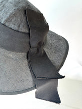 Load image into Gallery viewer, Original 1930's Inky Black Straw and Grosgrain Straw Summer Hat *