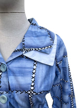 Load image into Gallery viewer, Original 1950’s Blue and White Cotton Day Dress with Double Collar - Bust 38
