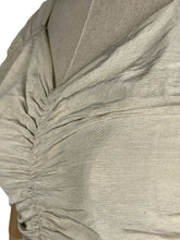 Load image into Gallery viewer, Original 1930's Ivory Grosgrain and Metallic Gold Thread Full Length Evening Dress with Ruching - Bust 32" *