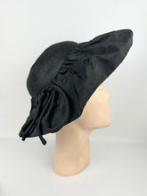 Load image into Gallery viewer, Original 1940's Black Straw and Grosgrain Hat with Bow Trim by BEST & CO, New York
