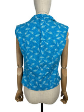 Load image into Gallery viewer, Original 1950's Blue and White Cotton Novelty Print Blouse with Paddle Steamer Boats - Bust 34 36 *