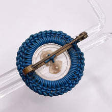 Load image into Gallery viewer, Original 1940's Blue and White Wartime Make Do and Mend Wire Brooch with Cameo Button Middle *