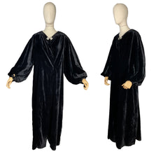 Load image into Gallery viewer, Original 1930’s Black Velvet Opera Coat by Peter Jones J Lewis with Incredible Pleated Shoulders and Balloon Sleeves - Bust 38 40 *