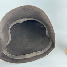 Load image into Gallery viewer, Original 1950's Brown Felt Hat with Velvet and Feather Trim - Classic Piece