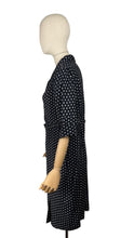 Load image into Gallery viewer, Original 1940's Black and White Petite Length Belted Day Dress - Bust 38 *