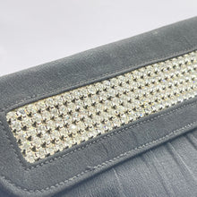 Load image into Gallery viewer, Original 1950's Black Crepe Clutch Bag with Clear Claw Set Paste Trim by RFC *