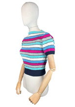 Load image into Gallery viewer, Reproduction 1940's Hand Knitted Striped Jumper in Pink, Blue and White - Bust 32 34