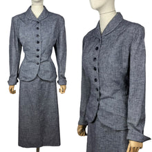 Load image into Gallery viewer, Original Late 1940's Wiley's of Kansas Textured Slate Grey Blue Cotton Suit - Bust 40
