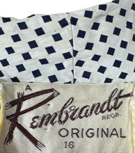 Load image into Gallery viewer, Original 1940's REMBRANDT Navy and White Square Dot Jacket with Contrast Collar - Bust 38 *