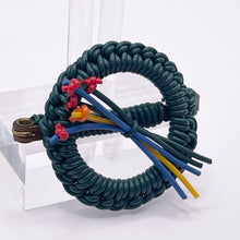 Load image into Gallery viewer, Original 1940's Green, Blue, Red and Yellow Wartime Make Do and Mend Wire Brooch with Flower Cluster