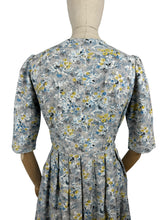 Load image into Gallery viewer, Original Late 1940's Early 1950's Grey, Blue, Mustard and White Cotton Day Dress - Bust 38 *