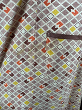 Load image into Gallery viewer, Original 1930's Brown, Mustard, Rust and White Geometric Print Cotton Apron - Great Chore Dress - Would Make A Great Summer Dress - Bust 34 35 *