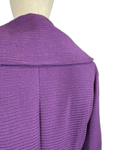 Load image into Gallery viewer, Original 1950’s Deep Purple Ribbed Wool Princess Coat with Shawl Collar - Bust 36