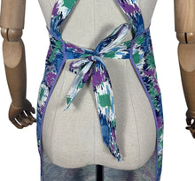 Load image into Gallery viewer, Original 1940's Hawkins of Preston CC41 Apron - Green, Purple, Navy and Pale Blue Abstract Print - Bust 34 36