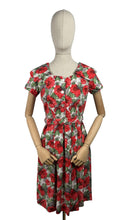 Load image into Gallery viewer, Original 1950's Petite Fit Bright Floral Floppy Cotton Day Dress - Bust 34 35 36 *