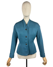 Load image into Gallery viewer, Original Late 1940's Teal Wool Single Breasted Jacket by Aubrey Segal - Bust 36