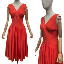 Load image into Gallery viewer, Original 1950's Cornell Flame Red Grosgrain Cocktail Dress - Bust 36 38
