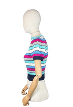 Load image into Gallery viewer, Reproduction 1940's Hand Knitted Striped Jumper in Pink, Blue and White - Bust 32 34