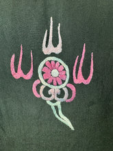 Load image into Gallery viewer, Original 1920's Black Pure Silk Top with Vibrant Silk Embroidery of Chinese Dragons in Pink and Blue - Bust 36 *