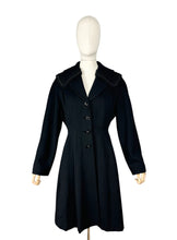 Load image into Gallery viewer, Original 1950's Petite Length Black Wool Princess Coat with Beaded Shawl Collar - Bust 38