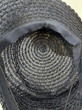 Load image into Gallery viewer, Original Late 1930's or Early 1940's Midnight Blue New York Creations Hat with Velvet Flowers and Net Trim