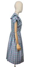Load image into Gallery viewer, Original 1950’s Carolyn North Purple and Green Plaid Day Dress - Bust 36 *