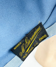 Load image into Gallery viewer, Exceptionally Beautiful Original 1930's Blue Felt Hat with Straw Trim and Seaming Detail *