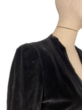 Load image into Gallery viewer, Original 1940’s Harrods Black Velvet Bolero - Cropped Jacket - Crepe Lined - Bust 32 34 *
