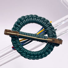 Load image into Gallery viewer, Original 1940's Green, Blue, Red and Yellow Wartime Make Do and Mend Wire Brooch with Flower Cluster