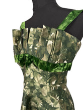 Load image into Gallery viewer, Original Kitty Copeland Green 1950's Nylon and Velvet Floral Cocktail Dress - Bust 30 32