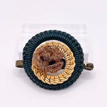 Load image into Gallery viewer, Original 1940's Green, Cream and Brown Wartime Make Do and Mend Wire Brooch with Flower Middle *