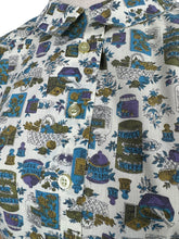Load image into Gallery viewer, Vintage 1950's 1960's Lightweight Cotton Novelty Print Shirtwaister Dress in Purple, Blue and Green - Bust 36 *
