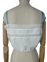 Load image into Gallery viewer, Antique Edwardian White Cotton Camisole with Sea Foam Green Silk Detailing - Bust 34 36 *