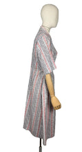 Load image into Gallery viewer, Original 1950’s Volup White, Grey and Pink Stripe Cotton Day Dress - Bust 44