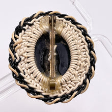 Load image into Gallery viewer, Original 1940's Large Black and White Wartime Make Do and Mend Wirework Brooch with Cameo Button Middle *