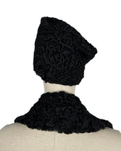 Load image into Gallery viewer, Original 1930's Black Astrakhan Hat and Scarf - Real Fur *