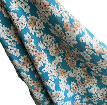 Load image into Gallery viewer, Original 1940's Fine Crepe Blue, Brown, Black and Tan Dressmaking Fabric - 34" x 96"