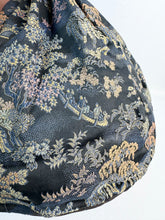 Load image into Gallery viewer, Stunning Antique Chinese Print Silk Brocade Bag with Dragon Boats, Bridges and Trees with Expandable Gate Frame - Gorgeous Piece *