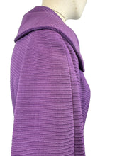 Load image into Gallery viewer, Original 1950’s Deep Purple Ribbed Wool Princess Coat with Shawl Collar - Bust 36