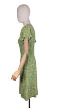 Load image into Gallery viewer, Original 1930's 1940's Novelty Print Green Crepe Day Dress with Horses and Fences Print - Bust 32 34 *