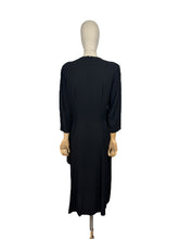 Load image into Gallery viewer, Original 1940's Kay Carter Black Crepe Floral Studded Cocktail Dress - Bust 36 *